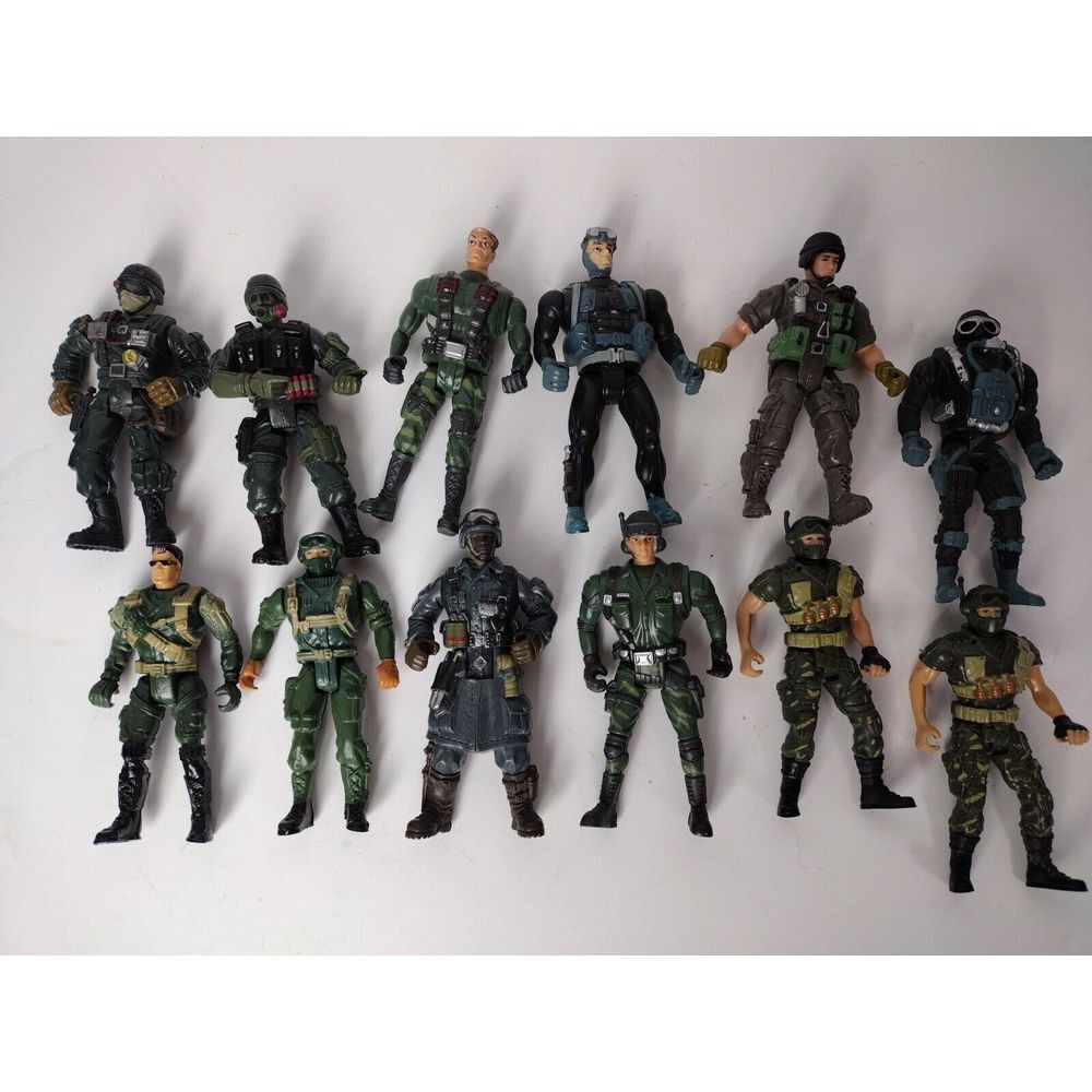 12 Military And Assortment Of Action Figures.